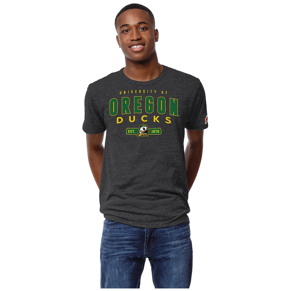 Men's League Collegiate Wear Heather Charcoal Oregon Ducks Victory Falls Tri-Blend T-Shirt