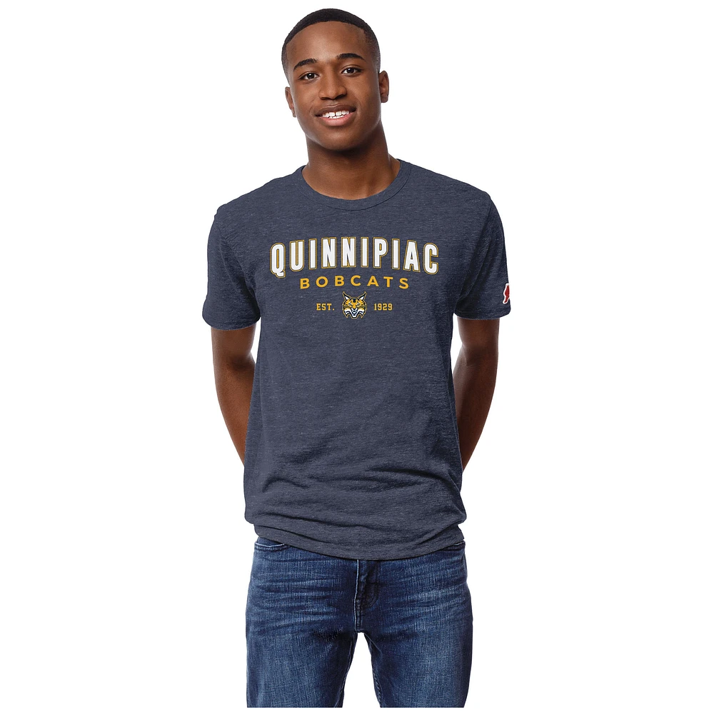 Men's League Collegiate Wear Heather Navy Quinnipiac Bobcats Victory Falls Tri-Blend T-Shirt