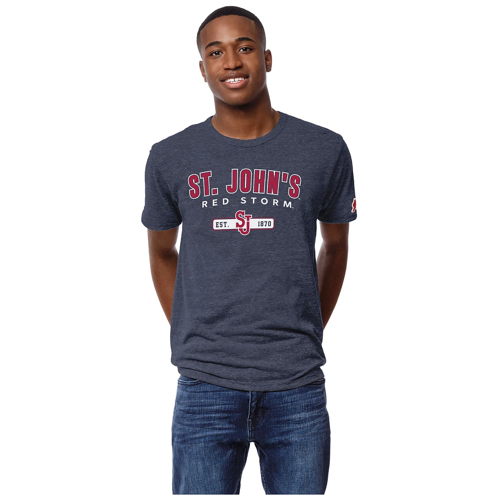 Men's League Collegiate Wear Heather Navy St. John's Red Storm Victory Falls Tri-Blend T-Shirt