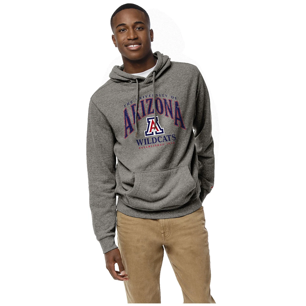 Men's League Collegiate Wear Heather Gray Arizona Wildcats Heritage Tri-Blend Pullover Hoodie
