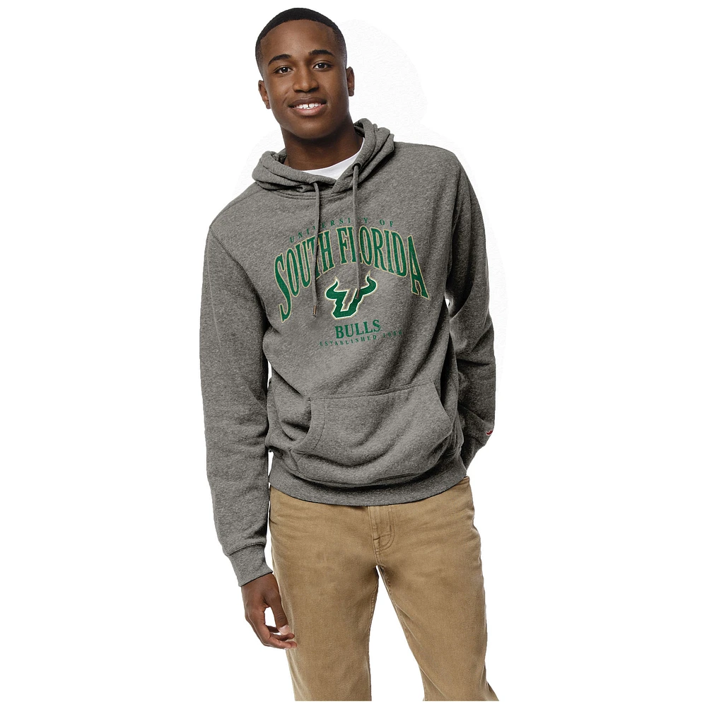 Men's League Collegiate Wear Heather Gray South Florida Bulls Heritage Tri-Blend Pullover Hoodie
