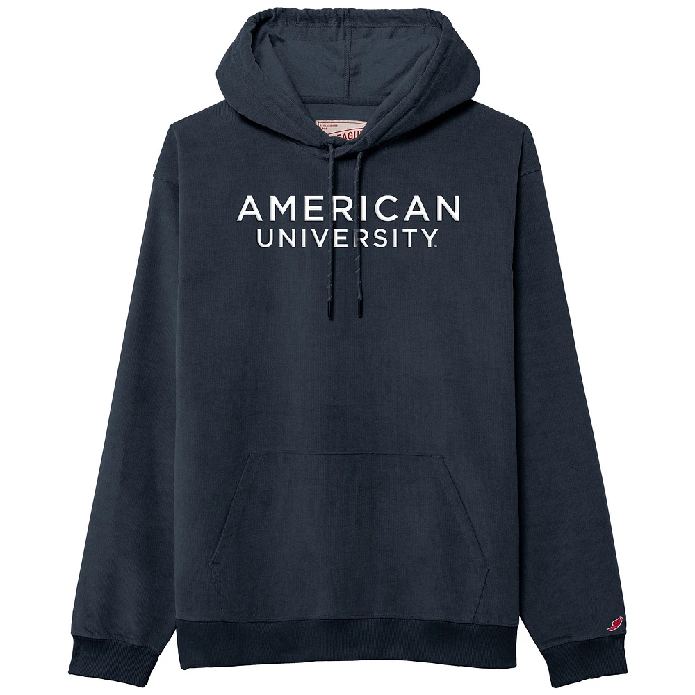 Men's League Collegiate Wear Navy American University Eagles Stretch Cord Pullover Hoodie