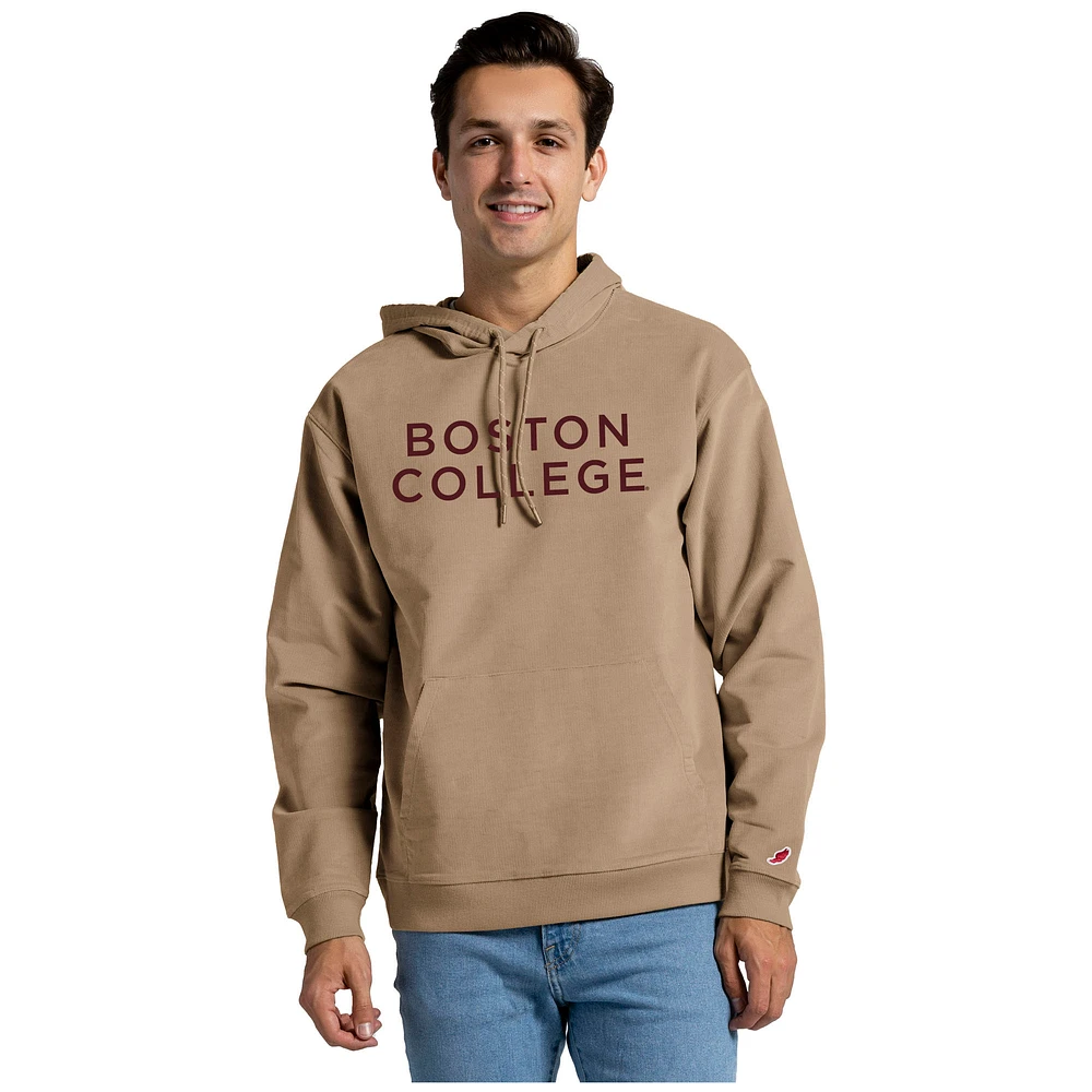Men's League Collegiate Wear Tan Boston College Eagles Stretch Cord Pullover Hoodie