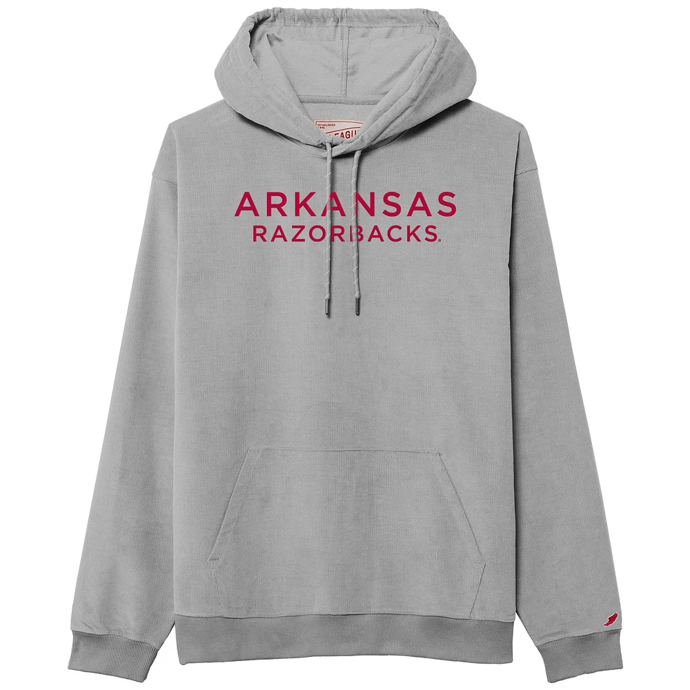 Men's League Collegiate Wear Gray Arkansas Razorbacks Stretch Cord Pullover Hoodie
