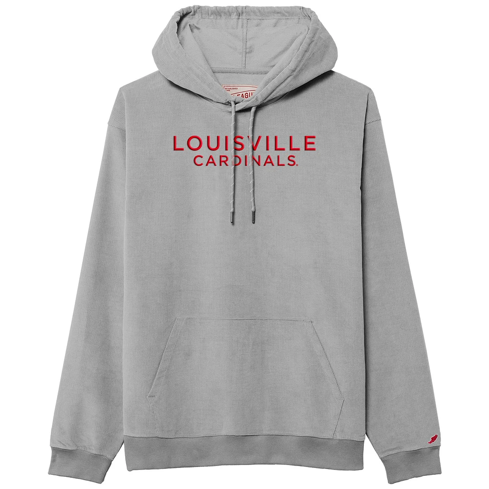 Men's League Collegiate Wear Gray Louisville Cardinals Stretch Cord Pullover Hoodie