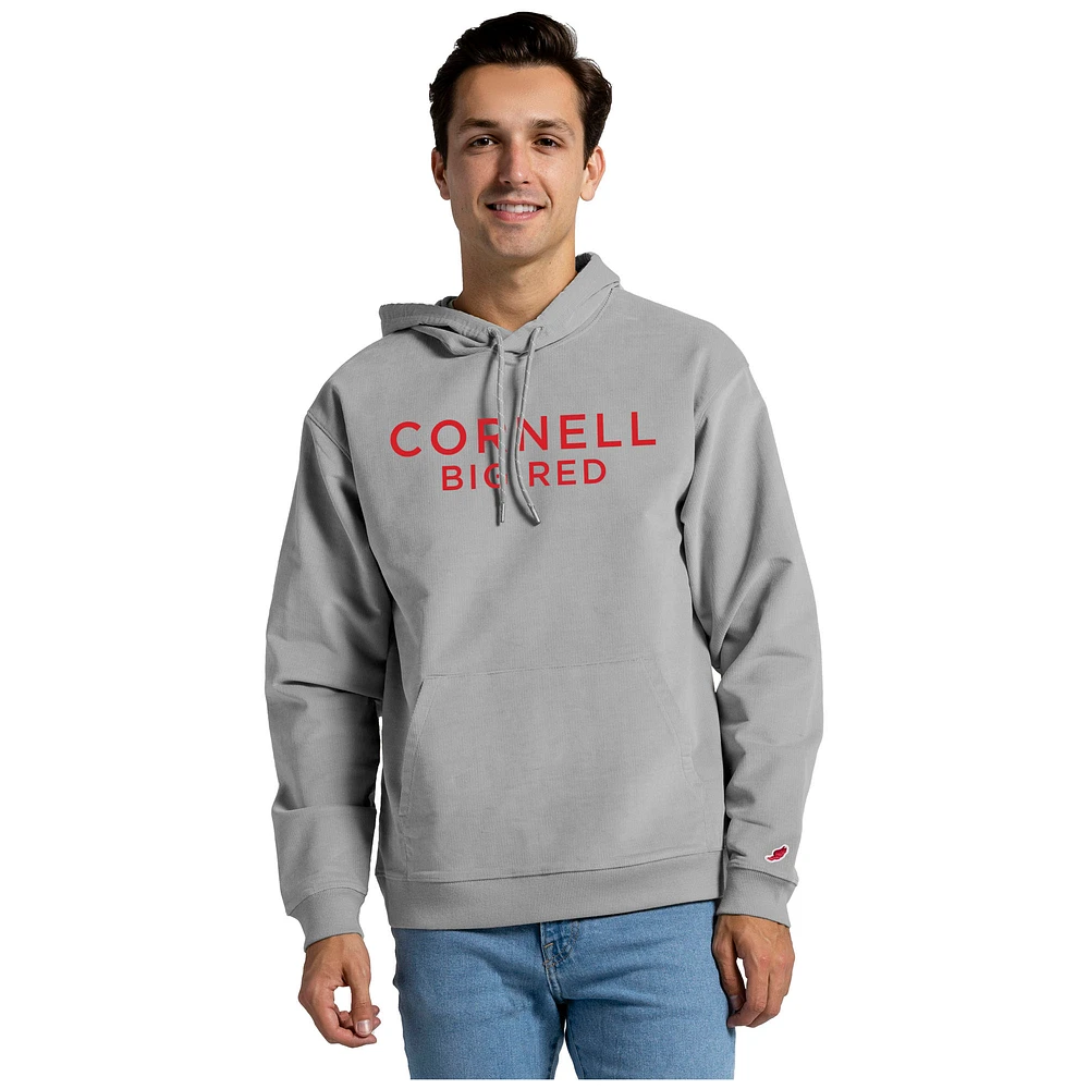 Men's League Collegiate Wear Gray Cornell Big Red Stretch Cord Pullover Hoodie
