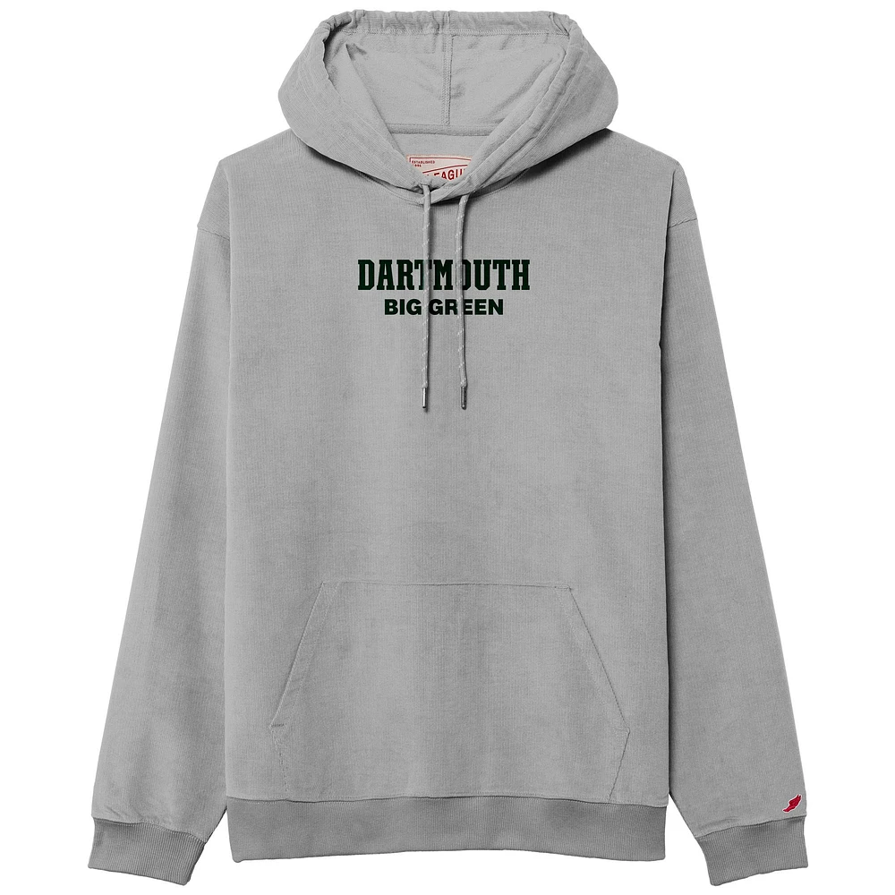 Men's League Collegiate Wear Gray Dartmouth Big Green Stretch Cord Pullover Hoodie