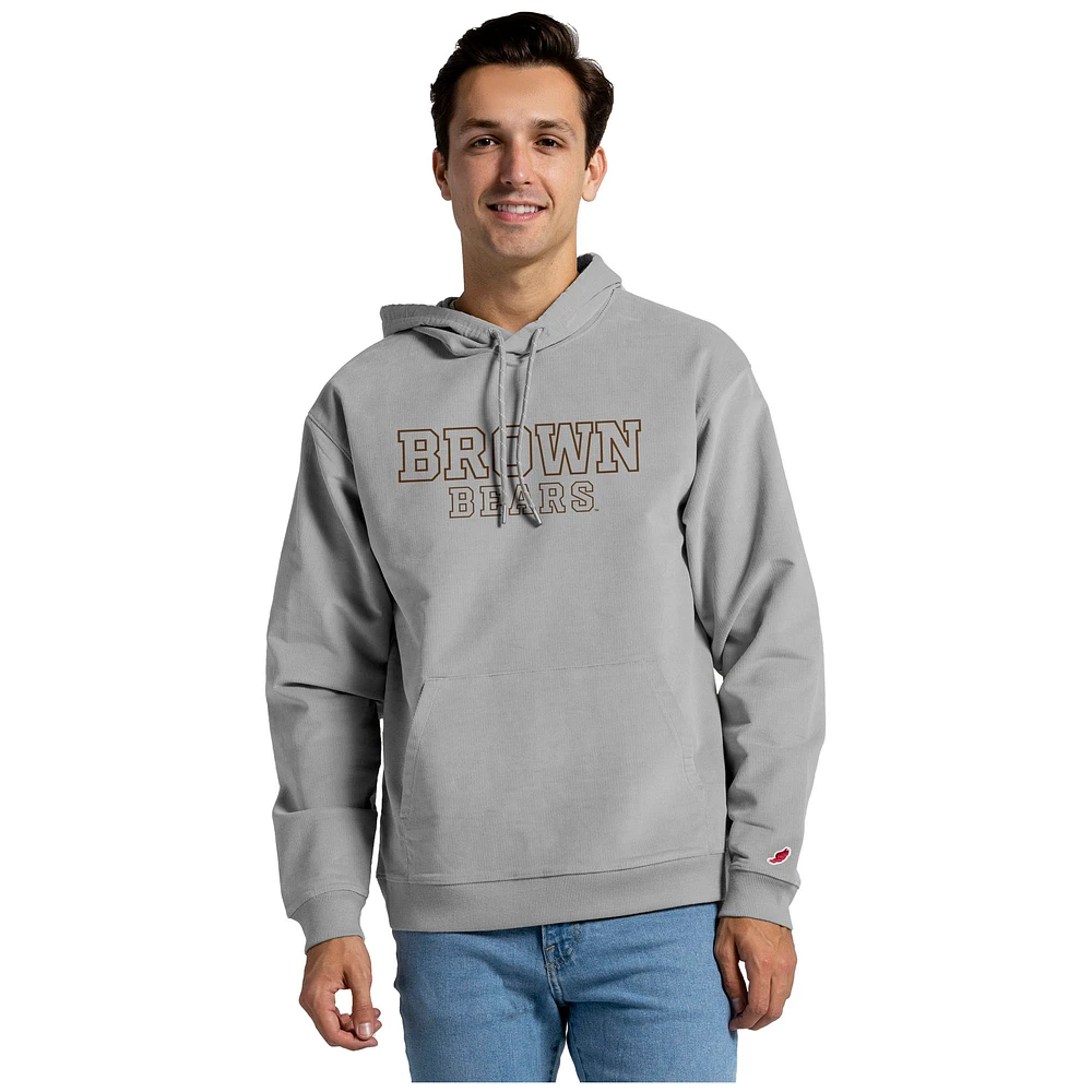 Men's League Collegiate Wear Gray Brown Bears Stretch Cord Pullover Hoodie