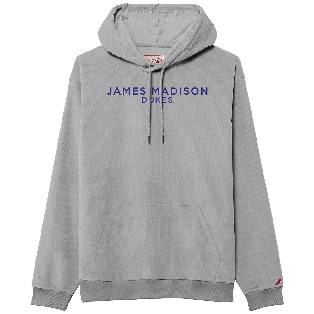 Men's League Collegiate Wear Gray James Madison Dukes Stretch Cord Pullover Hoodie