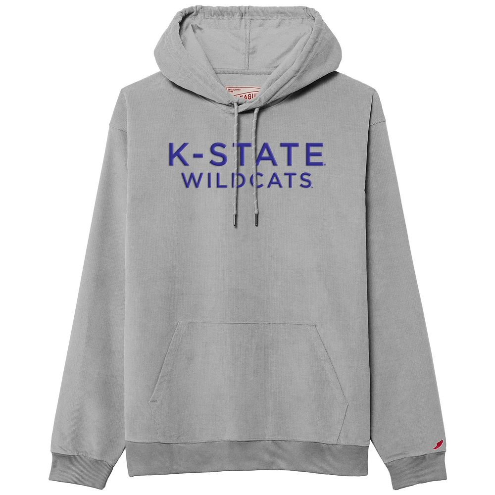 Men's League Collegiate Wear Gray Kansas State Wildcats Stretch Cord Pullover Hoodie