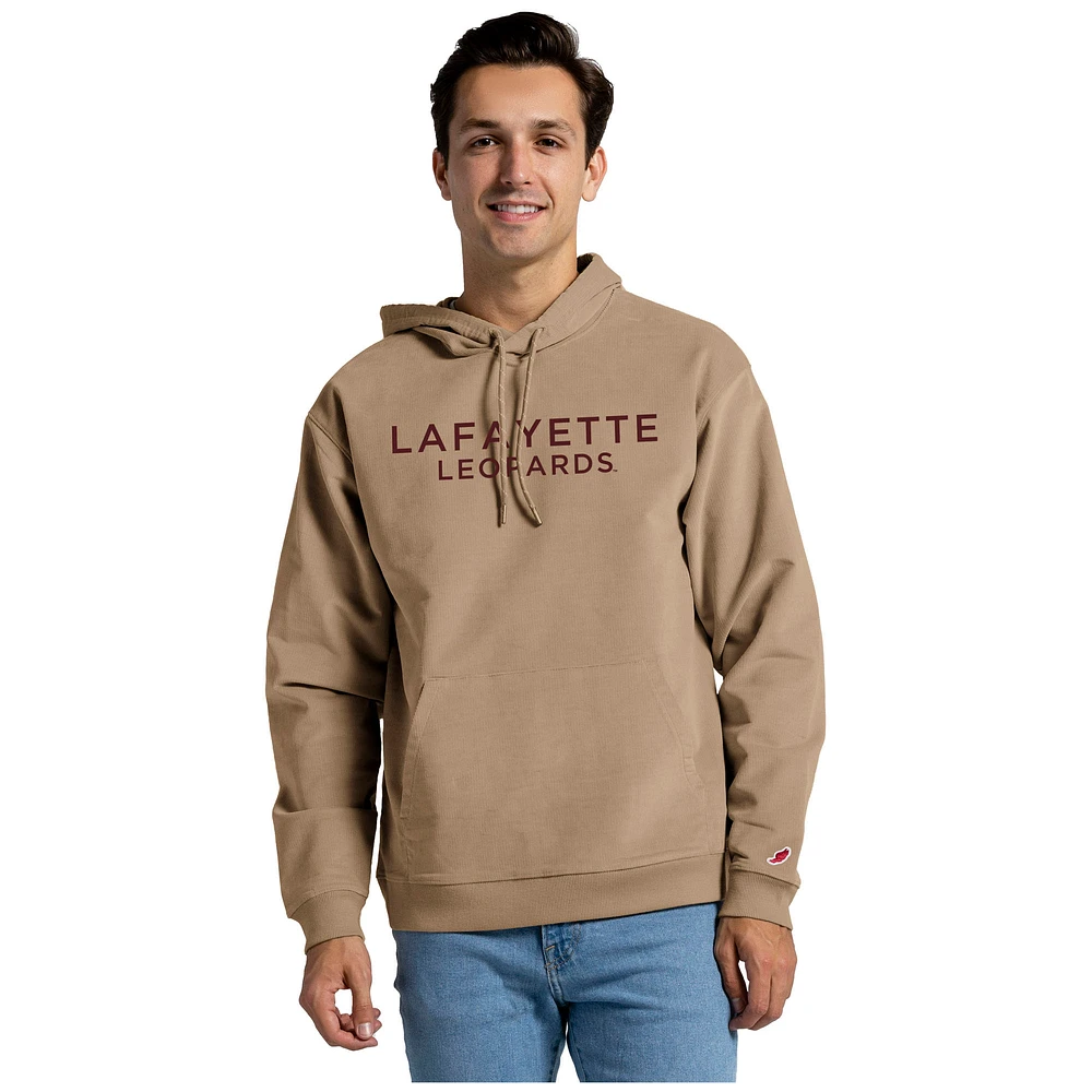 Men's League Collegiate Wear Tan Lafayette College Leopards Stretch Cord Pullover Hoodie