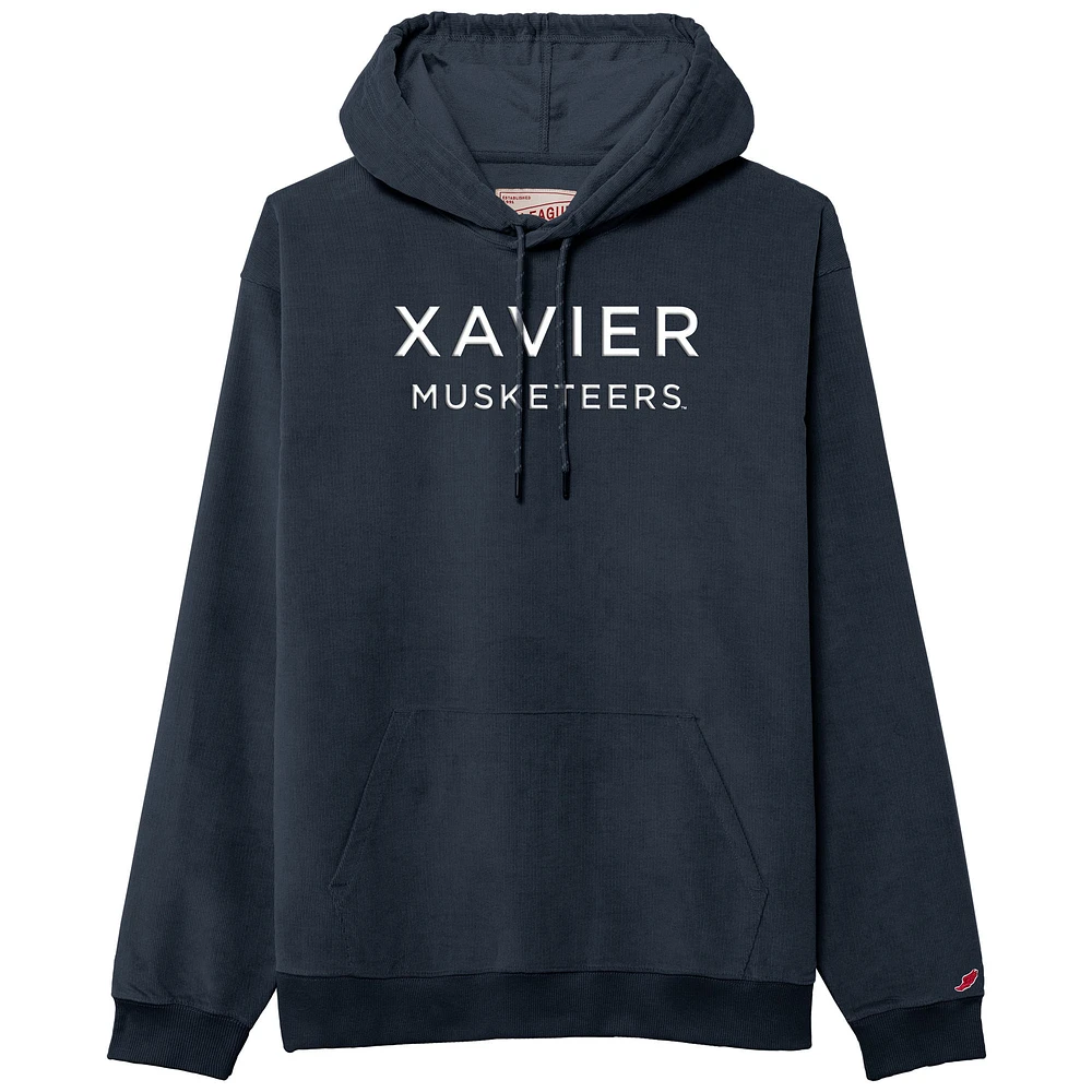 Men's League Collegiate Wear Navy Xavier Musketeers Stretch Cord Pullover Hoodie