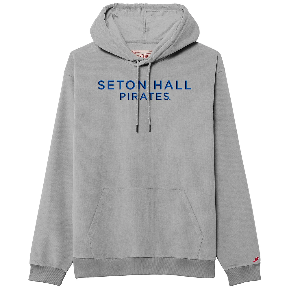 Men's League Collegiate Wear Gray Seton Hall Pirates Stretch Cord Pullover Hoodie