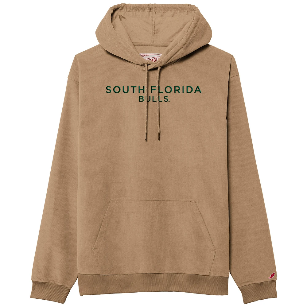 Men's League Collegiate Wear Tan South Florida Bulls Stretch Cord Pullover Hoodie