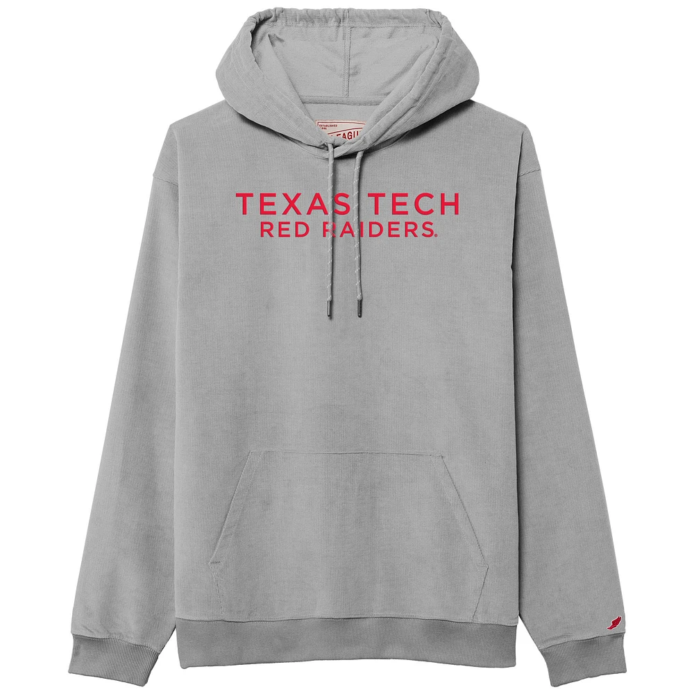 Men's League Collegiate Wear Gray Texas Tech Red Raiders Stretch Cord Pullover Hoodie