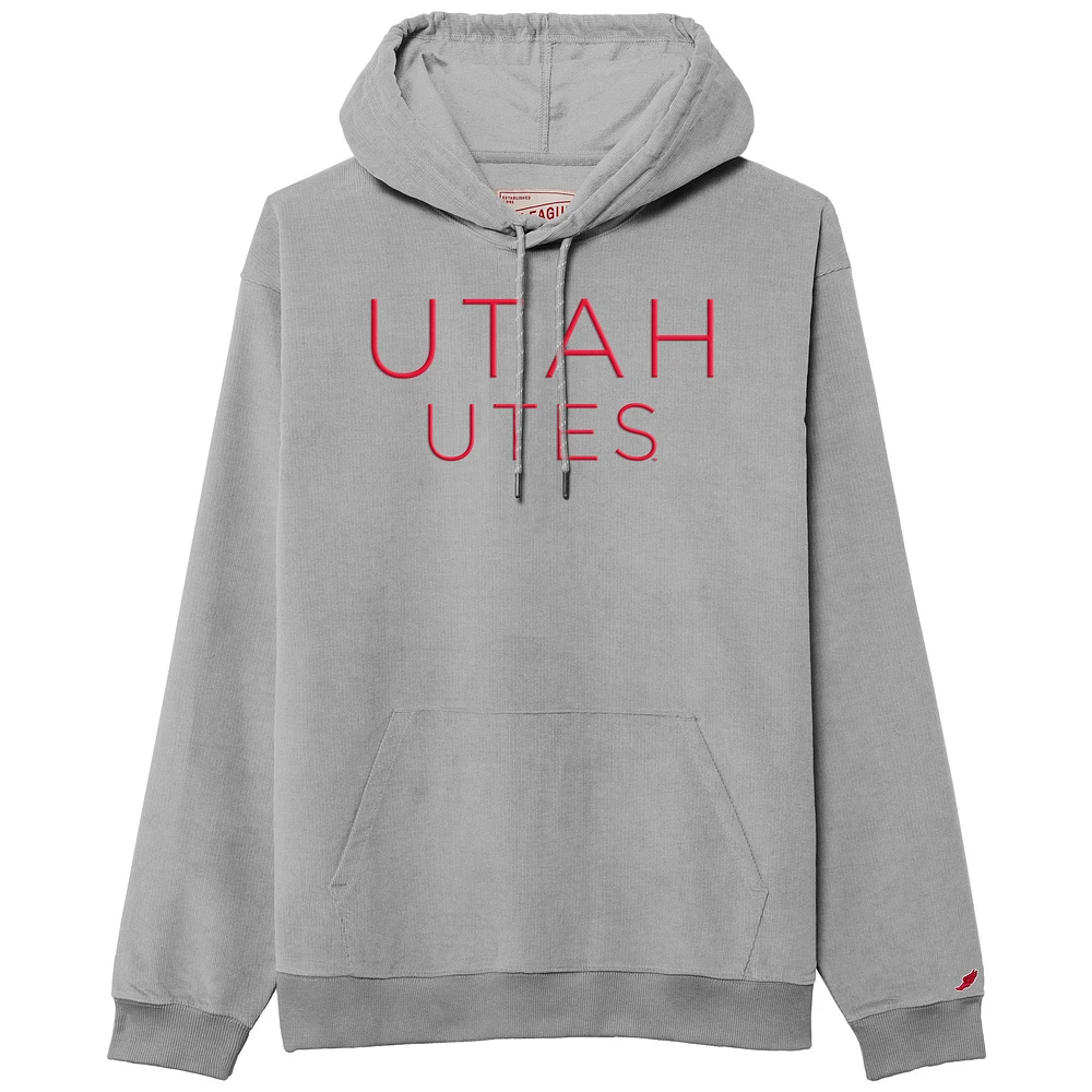 Men's League Collegiate Wear Gray Utah Utes Stretch Cord Pullover Hoodie