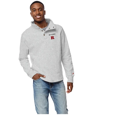 Men's League Collegiate Wear Gray Rutgers Scarlet Knights 1636 Fleece Quarter-Snap Pullover Top