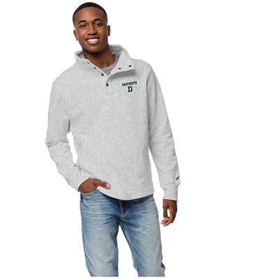 Men's League Collegiate Wear Gray Dartmouth Big Green 1636 Fleece Quarter-Snap Pullover Top