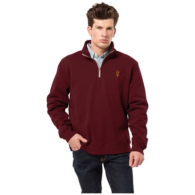 Men's League Collegiate Wear Maroon Arizona State Sun Devils Essentials Fleece 2.0 Quarter-Zip Jacket