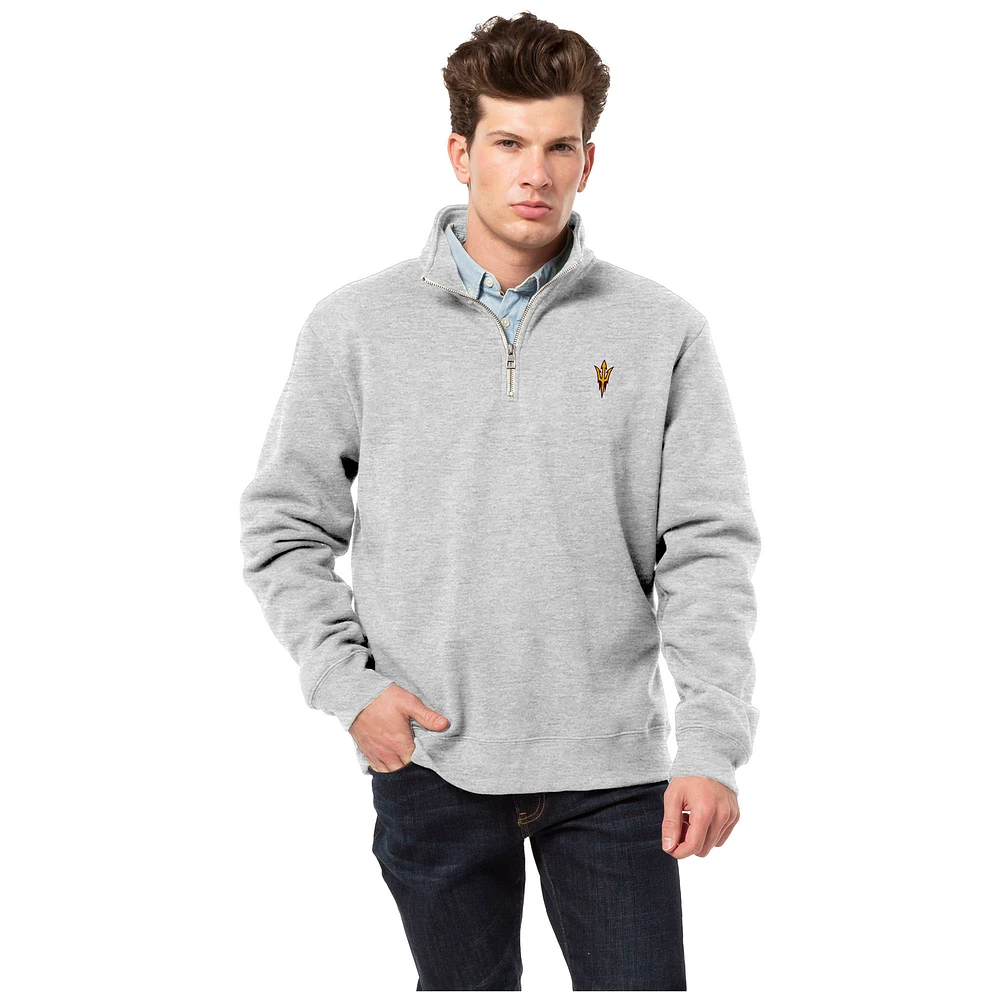 Men's League Collegiate Wear Heather Gray Arizona State Sun Devils Essentials Fleece 2.0 Quarter-Zip Jacket