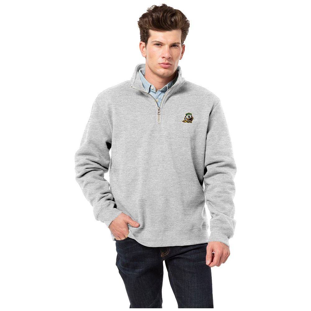 Men's League Collegiate Wear Heather Gray Oregon Ducks Essentials Fleece 2.0 Quarter-Zip Jacket