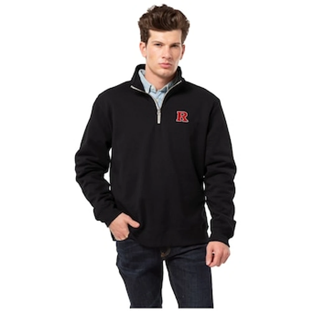 Men's League Collegiate Wear Black Rutgers Scarlet Knights Essentials Fleece 2.0 Quarter-Zip Jacket