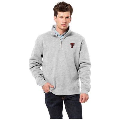 Men's League Collegiate Wear Heather Gray Texas Tech Red Raiders Essentials Fleece 2.0 Quarter-Zip Jacket