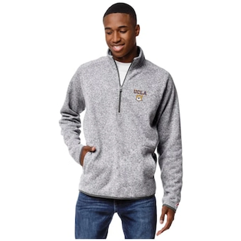 Men's League Collegiate Wear Heather Gray UCLA Bruins Saranac Raglan Quarter-Zip Jacket