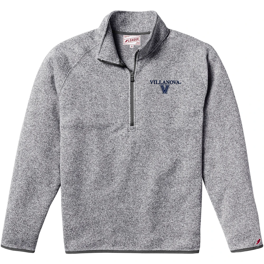 Men's League Collegiate Wear Heather Gray Villanova Wildcats Saranac Raglan Quarter-Zip Jacket