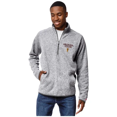Men's League Collegiate Wear Heather Gray Arizona State Sun Devils Saranac Raglan Quarter-Zip Jacket
