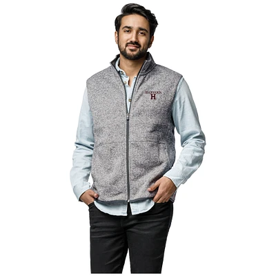 Men's League Collegiate Wear  Heather Gray Harvard Crimson Saranac Full-Zip Vest