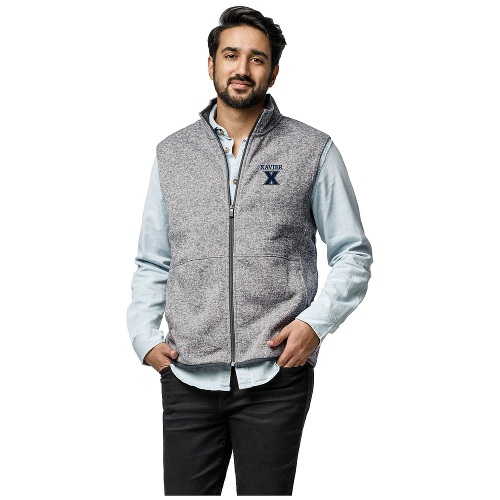 Men's League Collegiate Wear Heather Gray Xavier Musketeers Saranac Full-Zip Vest