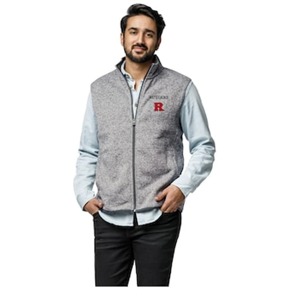 Men's League Collegiate Wear Heather Gray Rutgers Scarlet Knights Saranac Full-Zip Vest