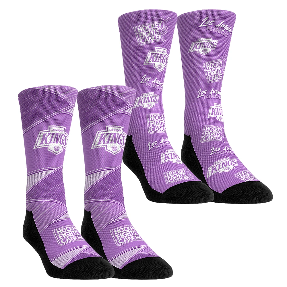 Youth Rock Em Socks Purple Los Angeles Kings 2024 Hockey Fights Cancer Two-Pack Crew Set