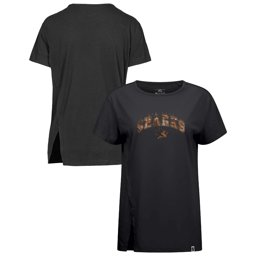 Women's Levelwear Black San Jose Sharks Desert Camo Influx Decoy T-Shirt
