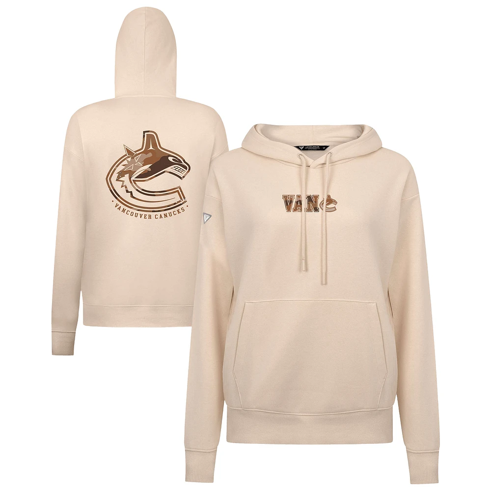 Women's Levelwear Khaki Vancouver Canucks Desert Camo Adorn Battalion Pullover Hoodie