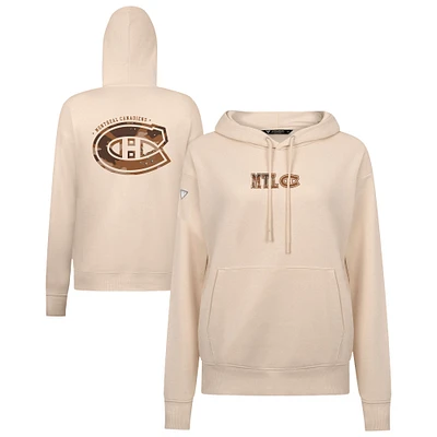 Women's Levelwear Khaki Montreal Canadiens Desert Camo Adorn Battalion Pullover Hoodie