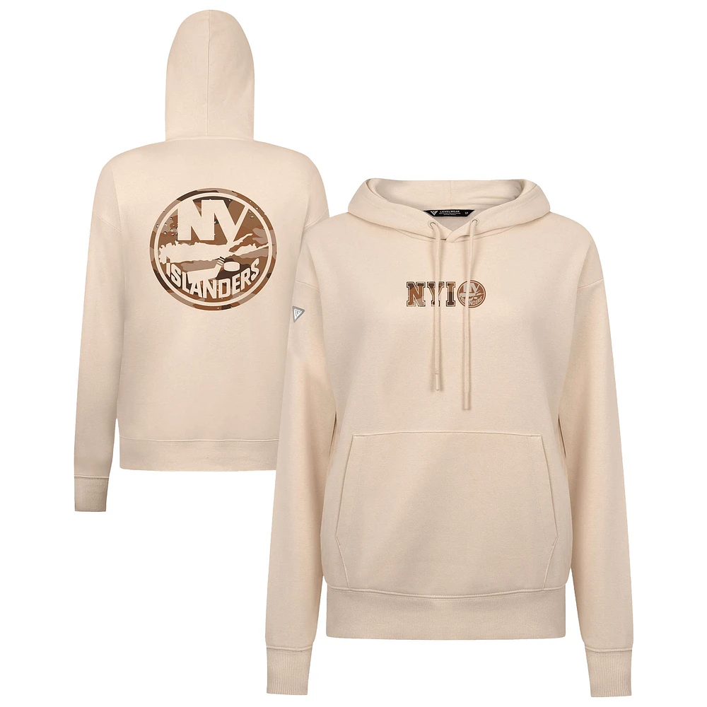 Women's Levelwear Khaki New York Islanders Desert Camo Adorn Battalion Pullover Hoodie