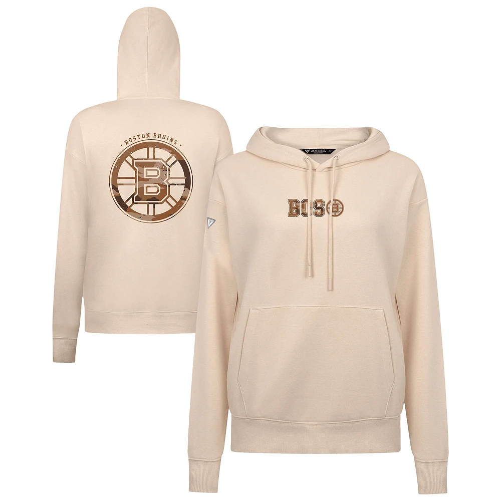 Women's Levelwear Khaki Boston Bruins Desert Camo Adorn Battalion Pullover Hoodie
