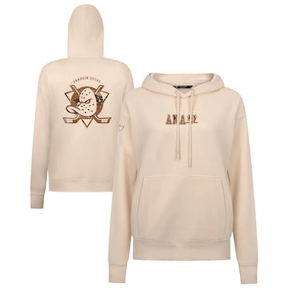 Women's Levelwear Khaki Anaheim Ducks Desert Camo Adorn Battalion Pullover Hoodie