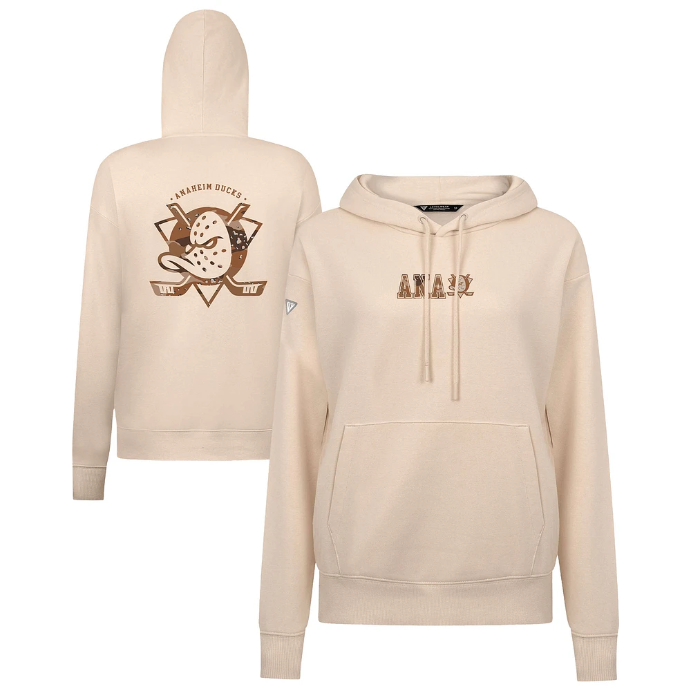 Women's Levelwear Khaki Anaheim Ducks Desert Camo Adorn Battalion Pullover Hoodie