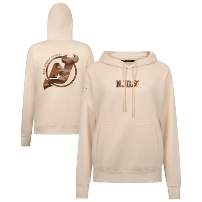 Women's Levelwear Khaki New Jersey Devils Desert Camo Adorn Battalion Pullover Hoodie