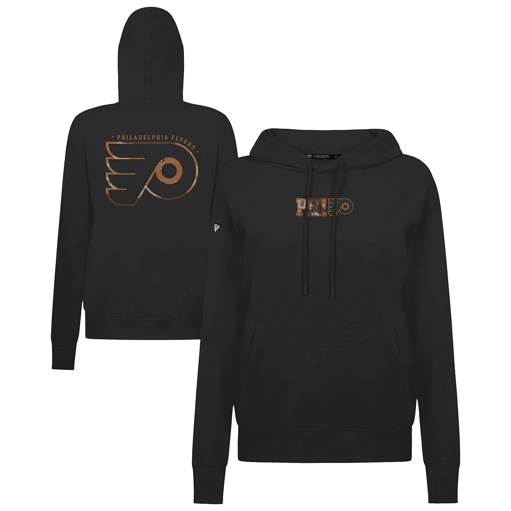 Women's Levelwear Black Philadelphia Flyers Desert Camo Adorn Battalion Pullover Hoodie