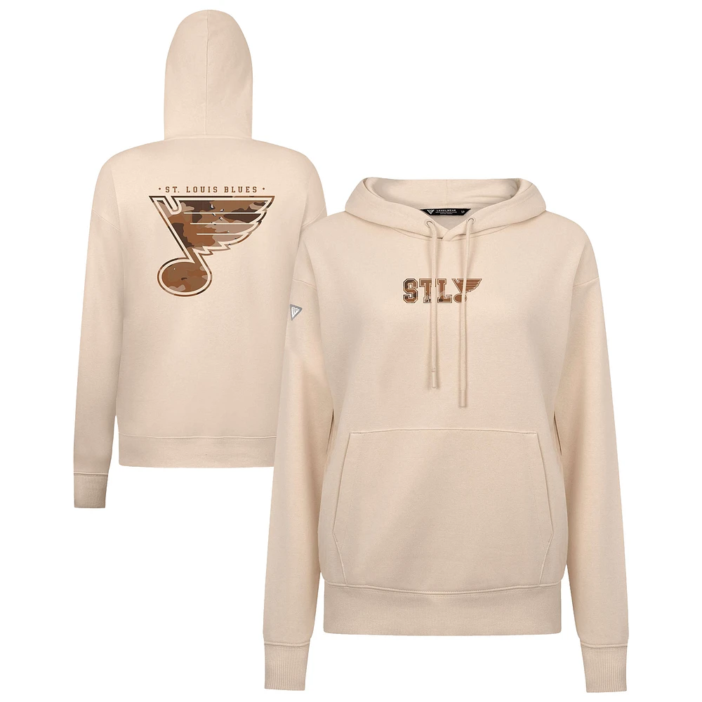 Women's Levelwear Khaki St. Louis Blues Desert Camo Adorn Battalion Pullover Hoodie