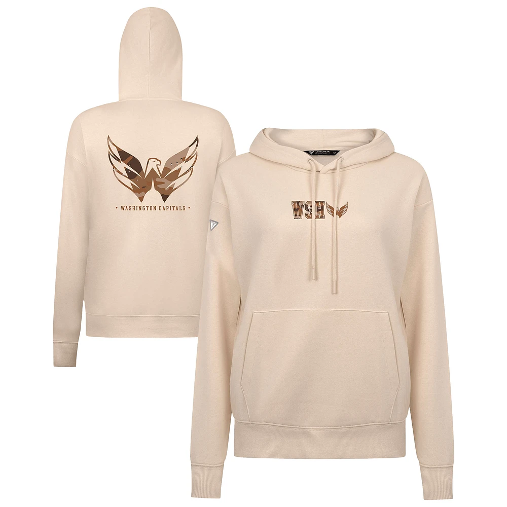 Women's Levelwear Khaki Washington Capitals Desert Camo Adorn Battalion Pullover Hoodie