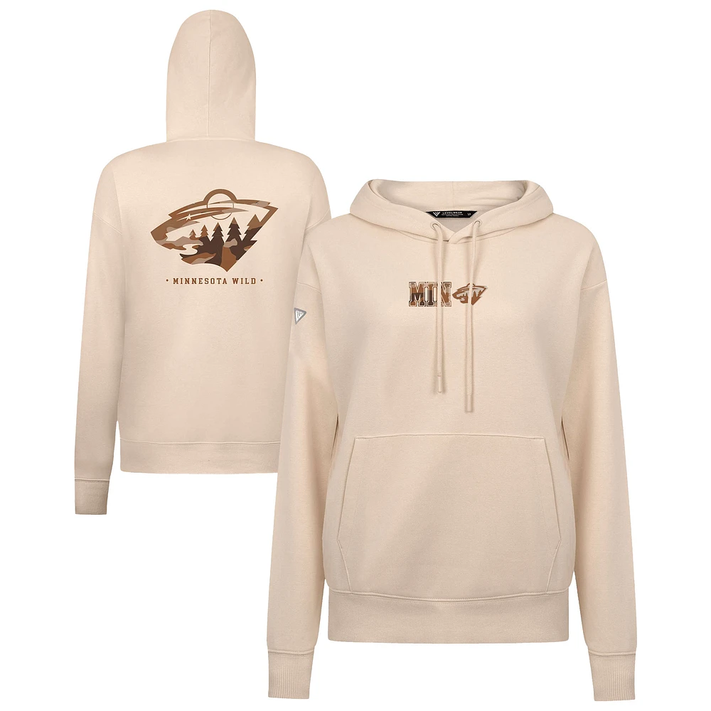Women's Levelwear Khaki Minnesota Wild Desert Camo Adorn Battalion Pullover Hoodie