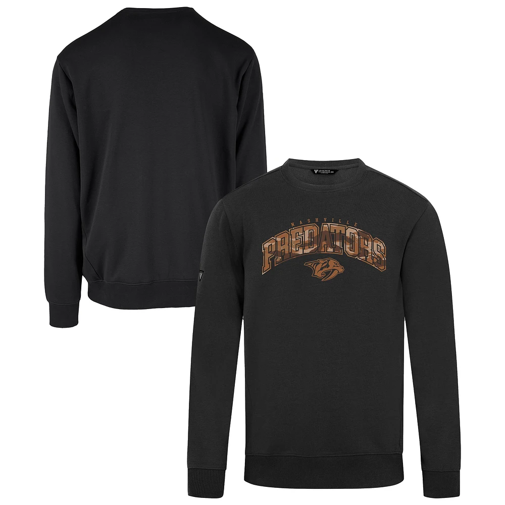Men's Levelwear Black Nashville Predators Pullover Crewneck Sweatshirt