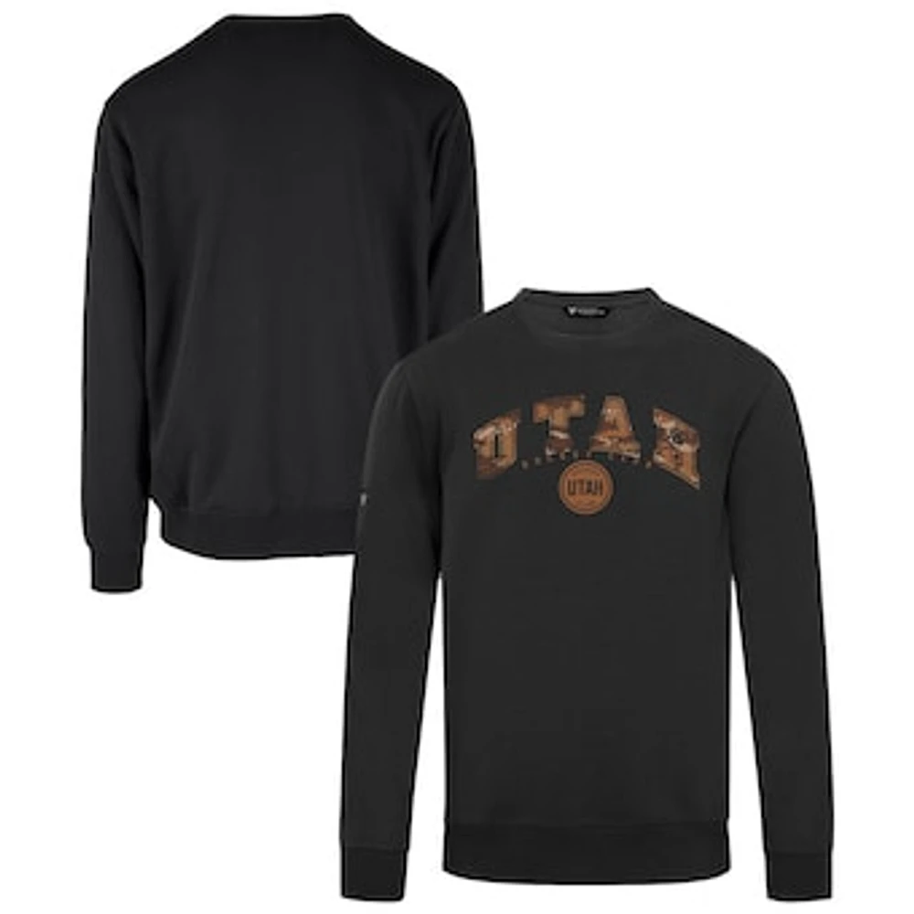 Men's Levelwear Black NHL Utah Pullover Crewneck Sweatshirt