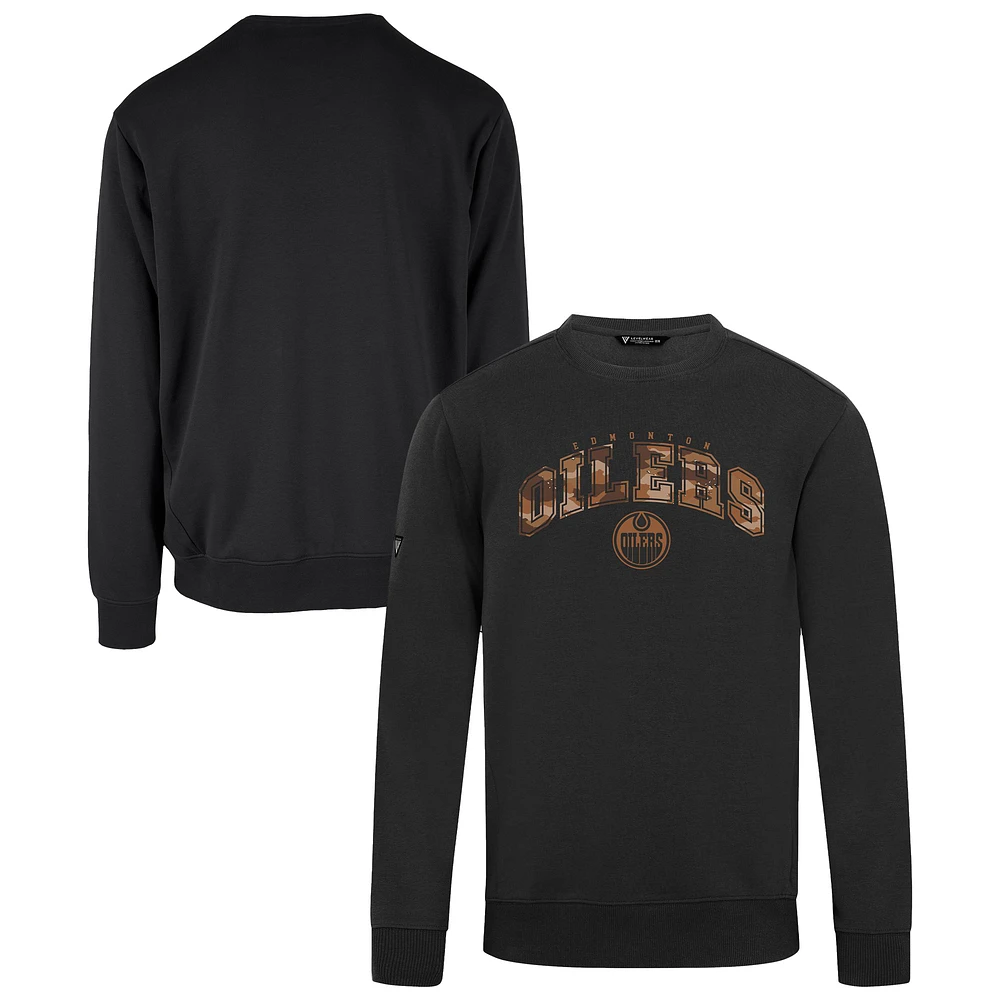 Men's Levelwear Black Edmonton Oilers Pullover Crewneck Sweatshirt