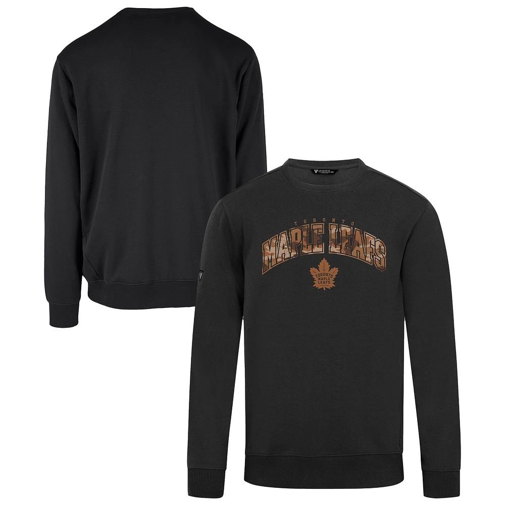 Men's Levelwear Black Toronto Maple Leafs Pullover Crewneck Sweatshirt